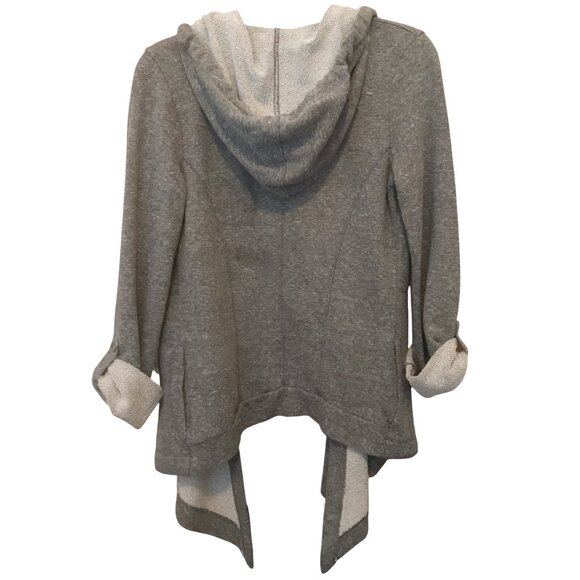 Splendid Heather Gray Open Front Waterfall Lightweight Hoodie Cardigan Size S - Picture 4 of 7